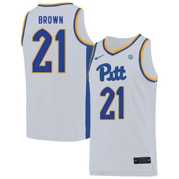 Men #21 Terrell Brown Pitt Panthers College Basketball Jerseys Sale-White